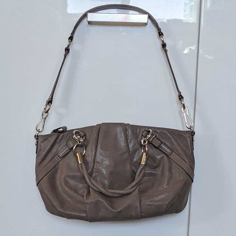 Coach Madison Leather Shoulder Bag Satchel Fall Chic Handbag Pearlescent Taupe